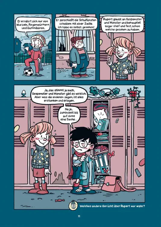 Licht ins Dunkel Comic-Seite mit Rupert und Freunden im Schultal.