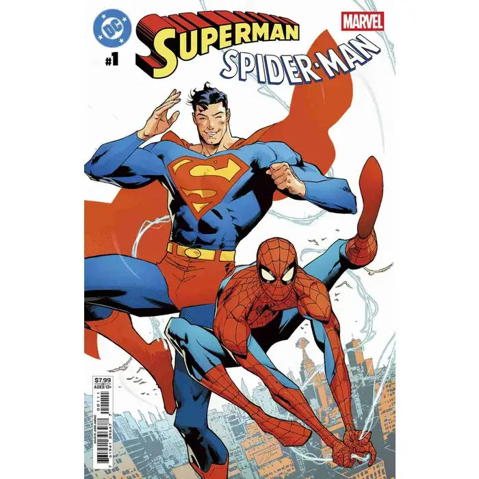Superman/Spider-Man Comic Cover featuring Superman and Spider-Man in a dynamic pose, highlighting the crossover event.