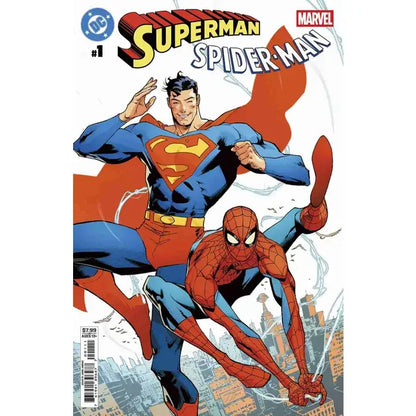 Superman/Spider-Man Comic Cover featuring Superman and Spider-Man in a dynamic pose, highlighting the crossover event.
