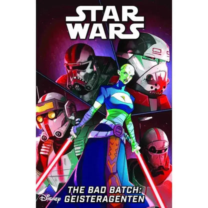 Star Wars - The Bad Batch - Geisteragenten Cover mit Klonen und Jedi auf geheimer Mission im Weltraum.