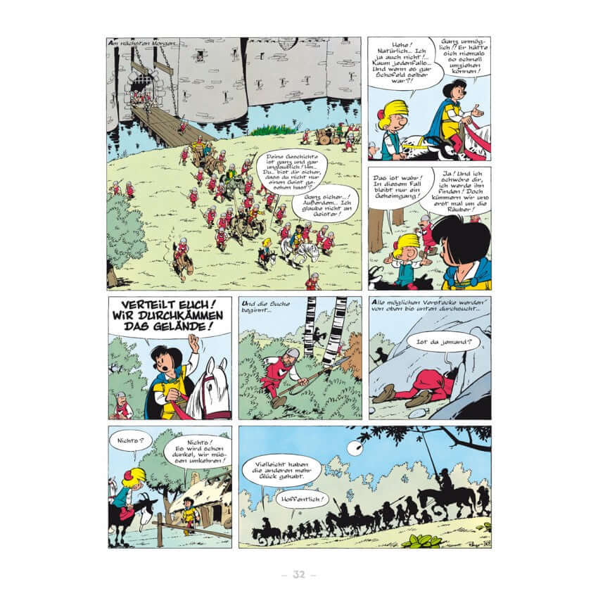 Johann & Pfiffikus #3 - Räuber und Plünderer Comic Seite mit Abenteuer und Humor im mittelalterlichen Setting.