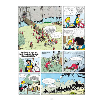 Johann & Pfiffikus #3 - Räuber und Plünderer Comic Seite mit Abenteuer und Humor im mittelalterlichen Setting.