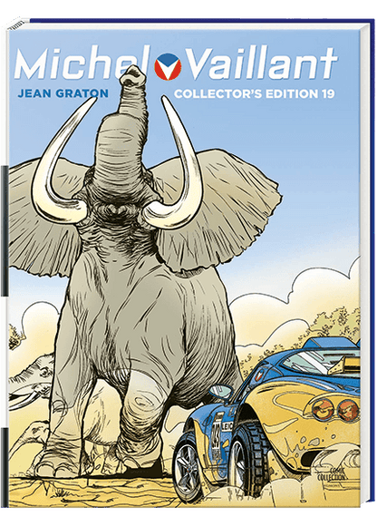 Michel Vaillant Collector's Edition #19 cover featuring an elephant and a racing car, by Jean Graton.