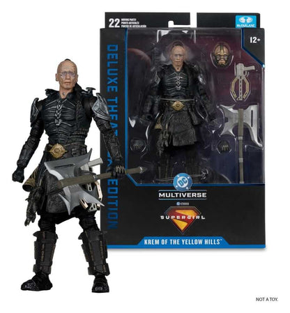 Supergirl (2026) DC Theatrical Deluxe Edition Actionfigur Krem of the Yellow Hills 18 cm in packaging with accessories.