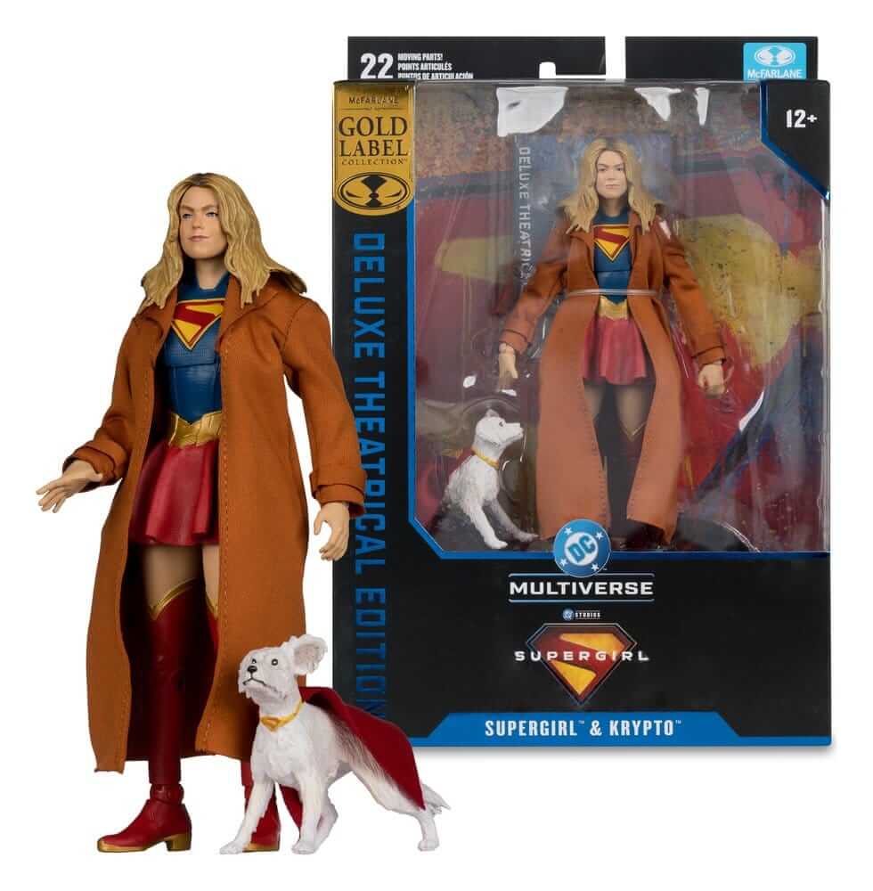 Supergirl (2026) DC Theatrical Deluxe Edition Actionfigur Supergirl & Krypto (Gold Label) 17 cm in packaging