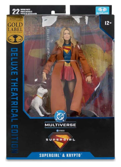Supergirl (2026) DC Theatrical Deluxe Edition Actionfigur Supergirl & Krypto (Gold Label) 17 cm in Verpackung